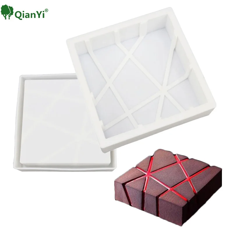 Image White Silicone Cube Twill Shaped Mousse Cake Decorating Mold