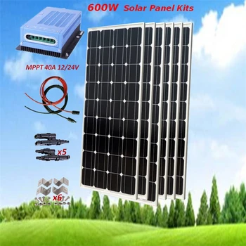 600W Solar Panel Plate Sunpower Monocrystalline Silicon Cell Module Kit with 40A MPPT Solar Charge Controller
600W Solar Panel Plate Sunpower Monocrystalline Silicon Cell Module Kit with 40A MPPT Solar Charge Controller