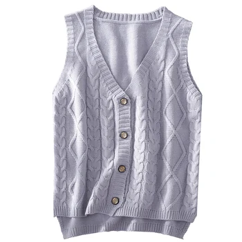 Short Sweater Vest Women Vintage Solid Color V Neck Outer Jacket Outwear Female Basic Twist Cable Knitted Sleeveless Pullovers
Short Sweater Vest Women Vintage Solid Color V Neck Outer Jacket Outwear Female Basic Twist Cable Knitted Sleeveless Pullovers