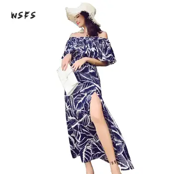 Summer Blue Beach Chiffon Dresses Print Slash Neck Off Shoulder Women Dress Loose Bandage Sexy Patry Long Maxi Dress Vestidos
Summer Blue Beach Chiffon Dresses Print Slash Neck Off Shoulder Women Dress Loose Bandage Sexy Patry Long Maxi Dress Vestidos