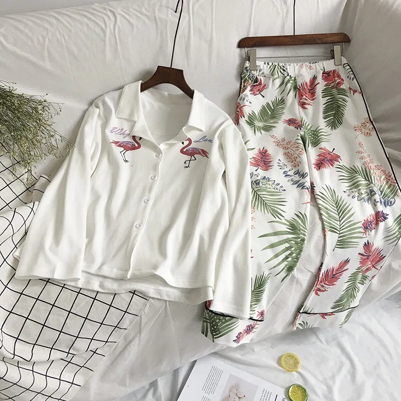 pajamas for women flamingo print long-sleeved lapel pajamas set two-piece sleepwear home set clothing sleepwear
pajamas for women flamingo print long-sleeved lapel pajamas set two-piece sleepwear home set clothing sleepwear