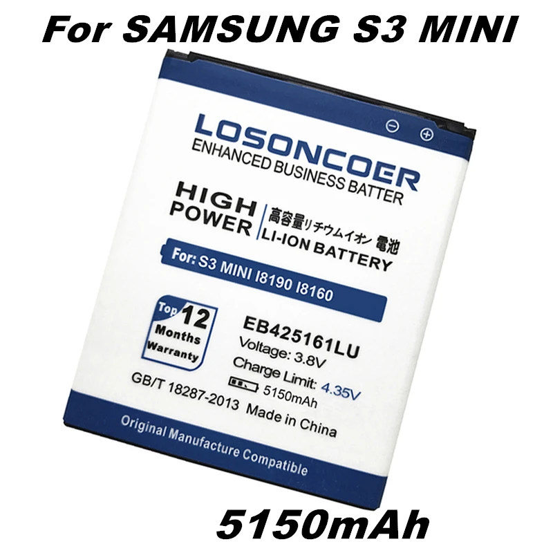 

5150mAh EB425161LU for Samsung Galaxy S3 Mini Battery i8190 i699 Ace 2 i8160 S7562 S7568 i8190N i739 S7560 S7580 s3mini mini s3