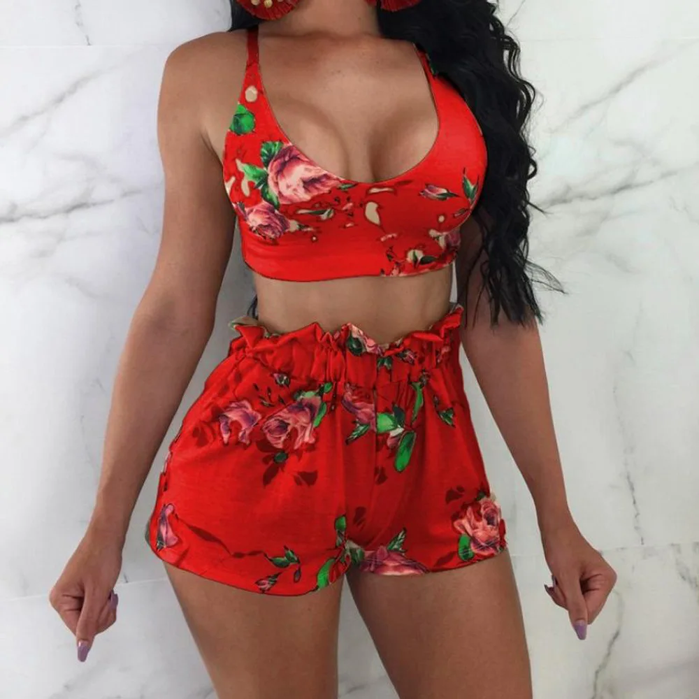 Women 2 Pcs Swimwear Crop Top Bikini Set High Waist Shorts Swim Set Floral Print Bathing Suit 2019 Biquini
Women 2 Pcs Swimwear Crop Top Bikini Set High Waist Shorts Swim Set Floral Print Bathing Suit 2019 Biquini