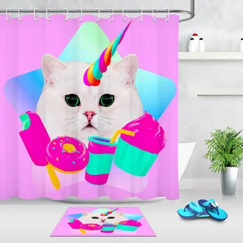 Funny Candy Cat Unicorn Shower Curtain And Rug Bathroom Screen Extra Long Waterproof Washable Polyester Fabric for Bathtub Decor
Funny Candy Cat Unicorn Shower Curtain And Rug Bathroom Screen Extra Long Waterproof Washable Polyester Fabric for Bathtub Decor
