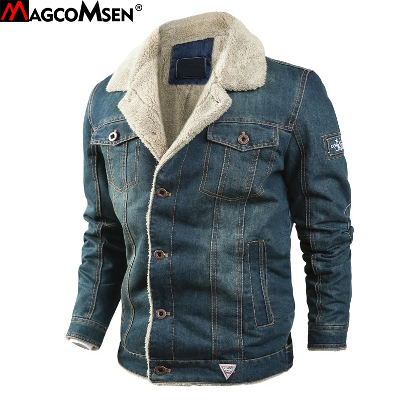 

MAGCOMSEN Mens Jackets Winter Warm Demin Jacket Thicken Vintage Jeans Coat for Men Outwear Clothing Plus Size 6XL AG-MG-01