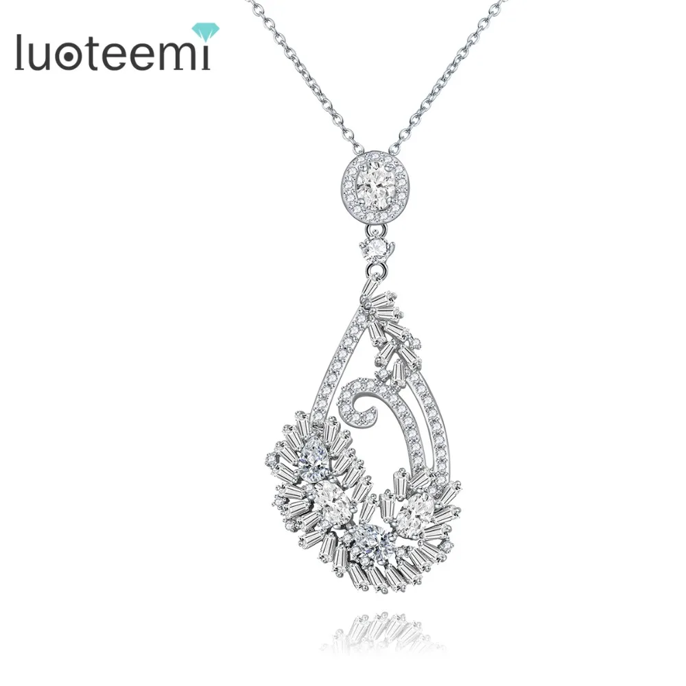 LUOTEEMI White Gold-Color Sparking Pure Cubic Zircon Flower Shaped Statement Pendant Necklace For Women Birthday Gift Bijoux
LUOTEEMI White Gold-Color Sparking Pure Cubic Zircon Flower Shaped Statement Pendant Necklace For Women Birthday Gift Bijoux