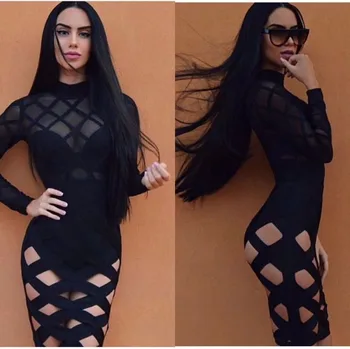 Top Quality Sexy Women Dress Long Sleeve Hollow Out Underwear Rayon Bandage Dress
Top Quality Sexy Women Dress Long Sleeve Hollow Out Underwear Rayon Bandage Dress