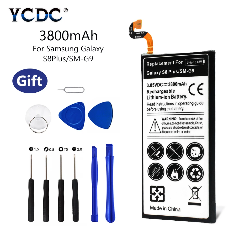 YCDC Lithium Battery 3.85V 3800mAh Mobile Phone Batteries For Galaxy S8 Plus G9550 G955 G955F G955A G955T G955S G955P Free Tools
YCDC Lithium Battery 3.85V 3800mAh Mobile Phone Batteries For Galaxy S8 Plus G9550 G955 G955F G955A G955T G955S G955P Free Tools