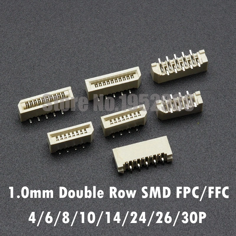 10PCS 1.0mm FPC/FFC Connector LCD Flexible Flat Cable Socket Double Row SMD Vertical Type 4 6 8 10 12 14 18 20 22 24 26 30 Pin
10PCS 1.0mm FPC/FFC Connector LCD Flexible Flat Cable Socket Double Row SMD Vertical Type 4 6 8 10 12 14 18 20 22 24 26 30 Pin