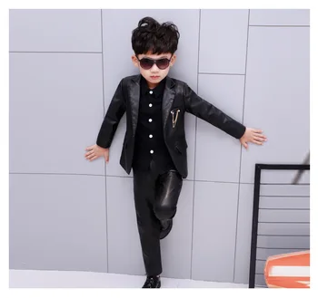 2018 High Quality pu leather Kids Wedding Blazer Suit Brand Flower Boys Tuxedos School Suit Kids Winter Clothing Set 2pcs black
2018 High Quality pu leather Kids Wedding Blazer Suit Brand Flower Boys Tuxedos School Suit Kids Winter Clothing Set 2pcs black
