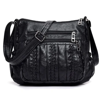 Fashion Women Crossbody Bag Black Soft Washed Leather Shoulder Bag Patchwork Messenger Bag Small Flap Bag For Girls Black
Fashion Women Crossbody Bag Black Soft Washed Leather Shoulder Bag Patchwork Messenger Bag Small Flap Bag For Girls Black