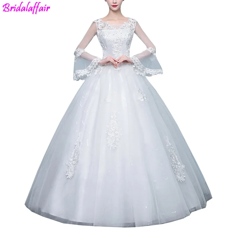 Customer Made White Ivory Tulle Long Flare Sleeve Wedding Dresses Simple Applique Corset Wedding Dress Gowns Robe De Mariage
Customer Made White Ivory Tulle Long Flare Sleeve Wedding Dresses Simple Applique Corset Wedding Dress Gowns Robe De Mariage