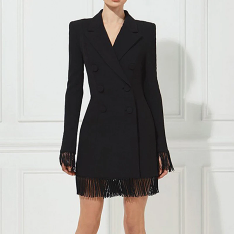HIGH STREET New Fashion 2018 Baroque Designer Dress Women's Long Sleeve Double Breasted Tassel Notched Dress
HIGH STREET New Fashion 2018 Baroque Designer Dress Women's Long Sleeve Double Breasted Tassel Notched Dress