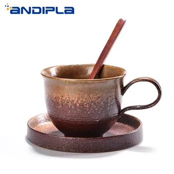 260ml Japanese Style Rust Glaze Ceramic Coarse Pottery Mug Tea Milk Coffee Cup and Saucer Spoon Kit Drinkware Vintage Home Decor
260ml Japanese Style Rust Glaze Ceramic Coarse Pottery Mug Tea Milk Coffee Cup and Saucer Spoon Kit Drinkware Vintage Home Decor