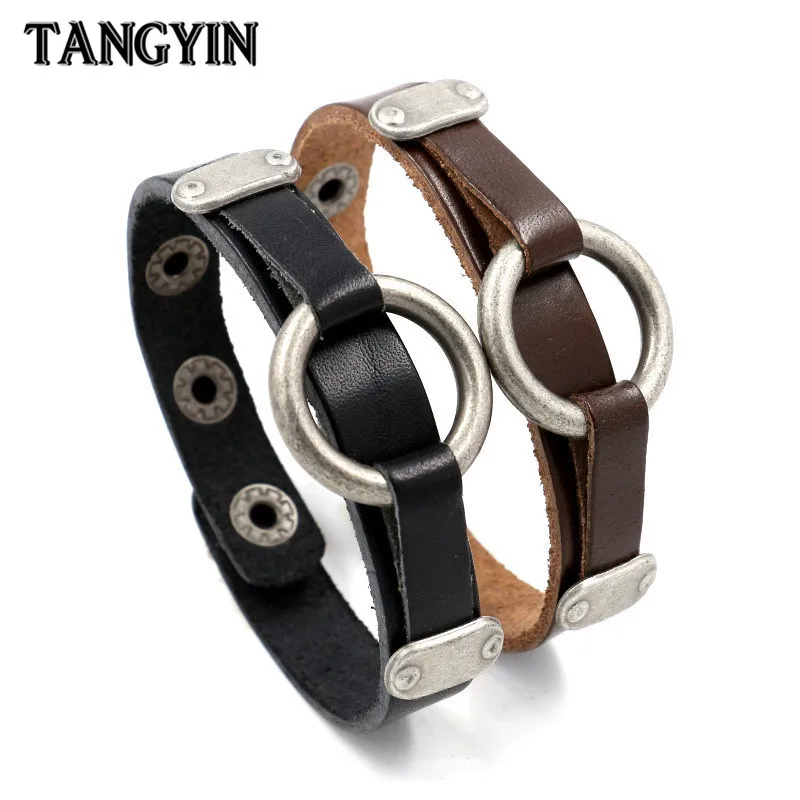 Fashion jewelry Couple Bracelets Black Brown Leather Vintage Silver Alloy Round Punk Style Adjustable DIY Weaving Bracelet Men
Fashion jewelry Couple Bracelets Black Brown Leather Vintage Silver Alloy Round Punk Style Adjustable DIY Weaving Bracelet Men