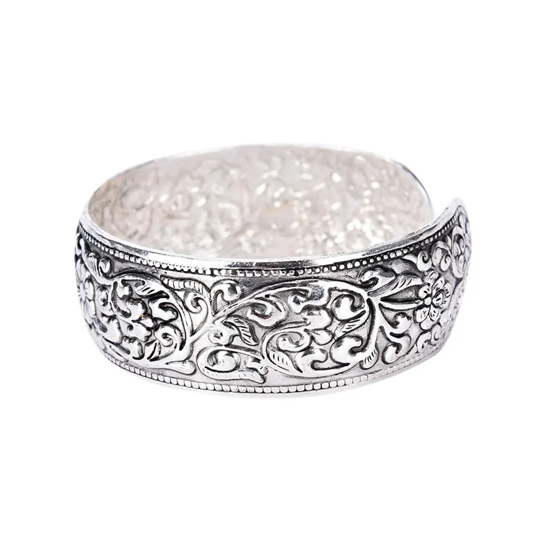 Women Vintage Bracelets Wide Lucky Flower Printing Tibet Silver Plated Totem Cuff Bracelets Bangles
Women Vintage Bracelets Wide Lucky Flower Printing Tibet Silver Plated Totem Cuff Bracelets Bangles