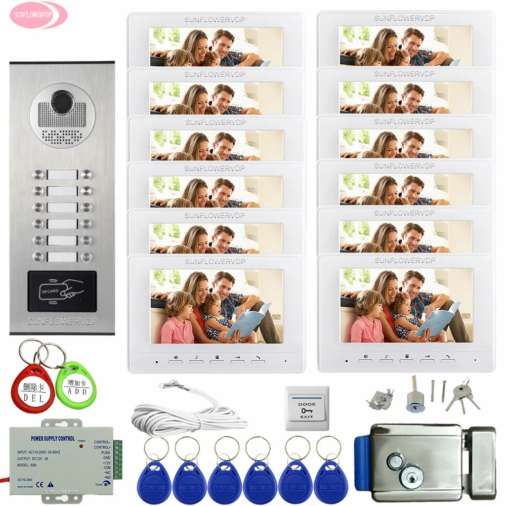 Video Door Phone Intercom System 12 Apartments 7inch Color Video Intercom Residential Security + Electronic Door Lock Home Phone
Video Door Phone Intercom System 12 Apartments 7inch Color Video Intercom Residential Security + Electronic Door Lock Home Phone