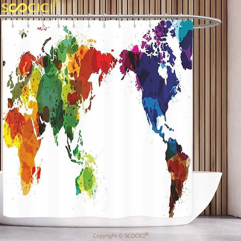 Decorative Shower Curtain Colorful Rainbow Colored Wold Map Grunge Style Abstract Global Universal Peace Inspired Art Multicolor
Decorative Shower Curtain Colorful Rainbow Colored Wold Map Grunge Style Abstract Global Universal Peace Inspired Art Multicolor