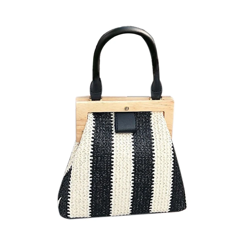 Retro Woven Straw Bag Wooden Top Handle Clip Bag Buckle Women Shoulder Messenger Bag Clutch Purse Female Bag Lady Handbag
Retro Woven Straw Bag Wooden Top Handle Clip Bag Buckle Women Shoulder Messenger Bag Clutch Purse Female Bag Lady Handbag