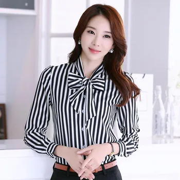 New Fashion Lady Striped Chiffon Shirts Plus Size S-3XL Bow Tie Decor 2015 Women Casual Career Blouse
New Fashion Lady Striped Chiffon Shirts Plus Size S-3XL Bow Tie Decor 2015 Women Casual Career Blouse