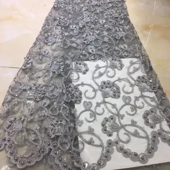 Grey African Nigerian Lace Fabric 2019 High Quality Embroidered Tulle Lace Fabric With Beads Sequins Guipure Lace Trim Dress
Grey African Nigerian Lace Fabric 2019 High Quality Embroidered Tulle Lace Fabric With Beads Sequins Guipure Lace Trim Dress