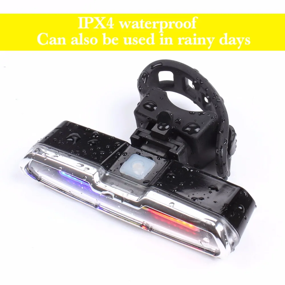 USB Rechargeable LED Bicycle Tail Light With 3 Colors Light And 6 Lighting Modes Multipurpose Super Bright Bike Warning Light For Riding IPX4 Waterproof (4)