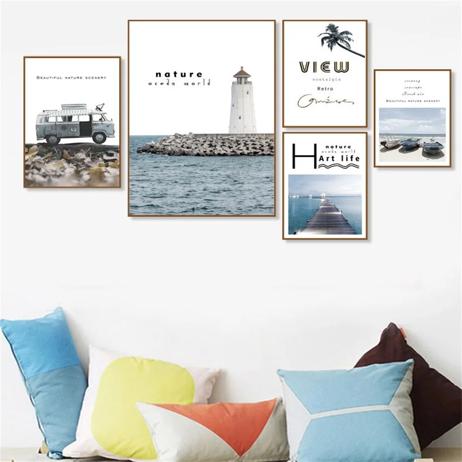 White Lighthouse Bridge Car Sea View Wall Art Canvas Painting Nordic Posters And Prints Wall Pictures For Living Room Decoration 
White Lighthouse Bridge Car Sea View Wall Art Canvas Painting Nordic Posters And Prints Wall Pictures For Living Room Decoration