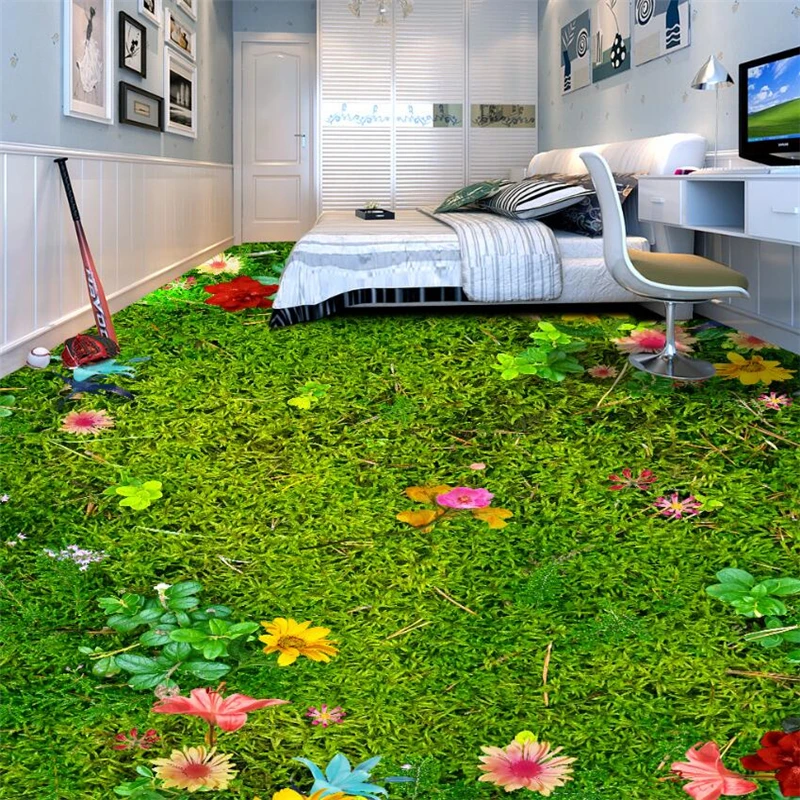 3D обои на заказ большой Пол цветок трава лужайка 3d плитка для спальни ванной