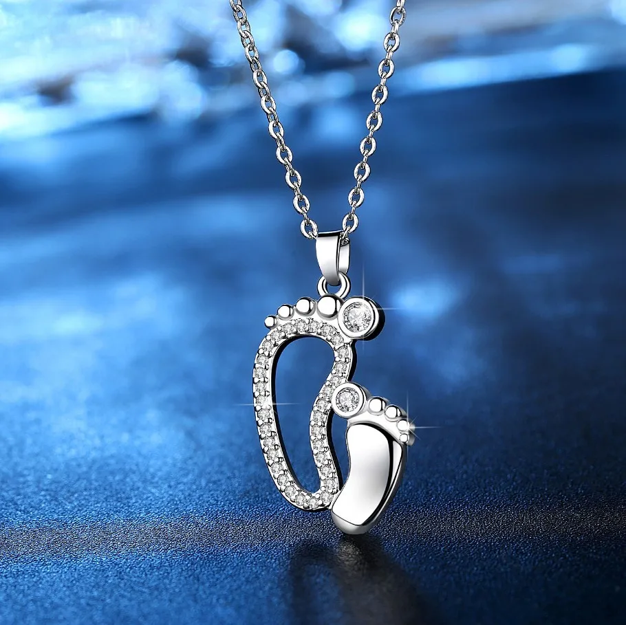 Mothers Day Gift Silver CZ Rhinestone Mother Baby Feet Pendant Necklace For Women Mother Child Foot Silver Chain locket Necklace
Mothers Day Gift Silver CZ Rhinestone Mother Baby Feet Pendant Necklace For Women Mother Child Foot Silver Chain locket Necklace