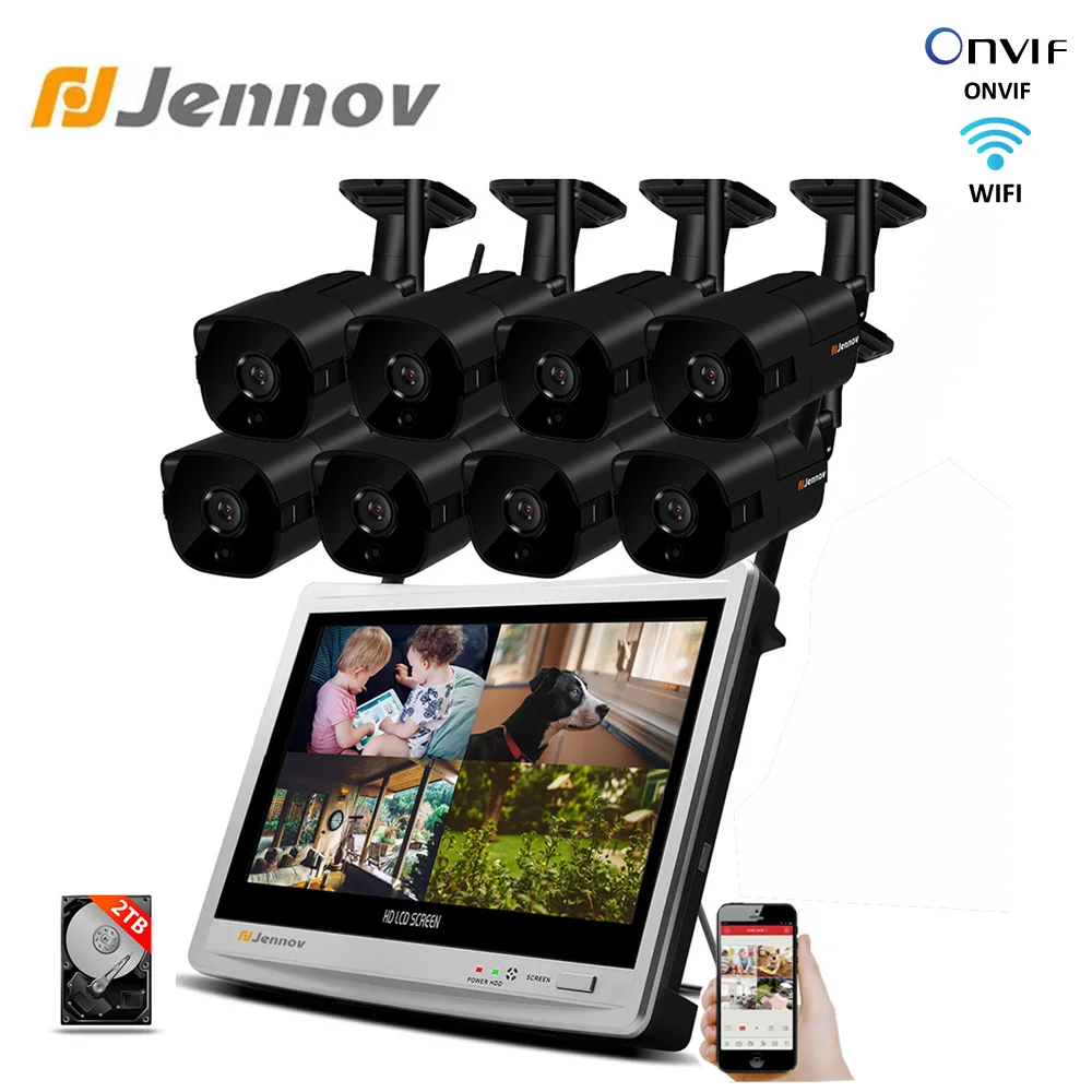 Jennov Wireless Security Camera System 8CH 1080P 12" LCD NVR 2.0MP Outdoor Audio CCTV Wifi Camera Video Surveillance System Kit
Jennov Wireless Security Camera System 8CH 1080P 12" LCD NVR 2.0MP Outdoor Audio CCTV Wifi Camera Video Surveillance System Kit