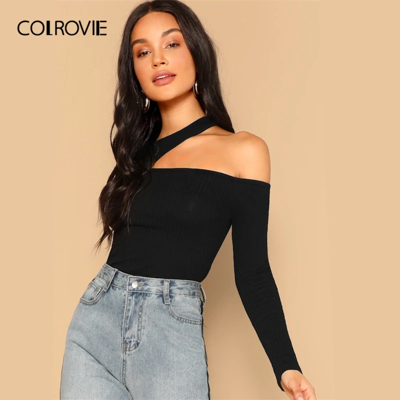 COLROVIE Black Asymmetric Cutout Neck Ribbed Slim Sexy Knit T-Shirt Women Shirts 2019 Long Sleeve Streetwear Top Female Tee
COLROVIE Black Asymmetric Cutout Neck Ribbed Slim Sexy Knit T-Shirt Women Shirts 2019 Long Sleeve Streetwear Top Female Tee