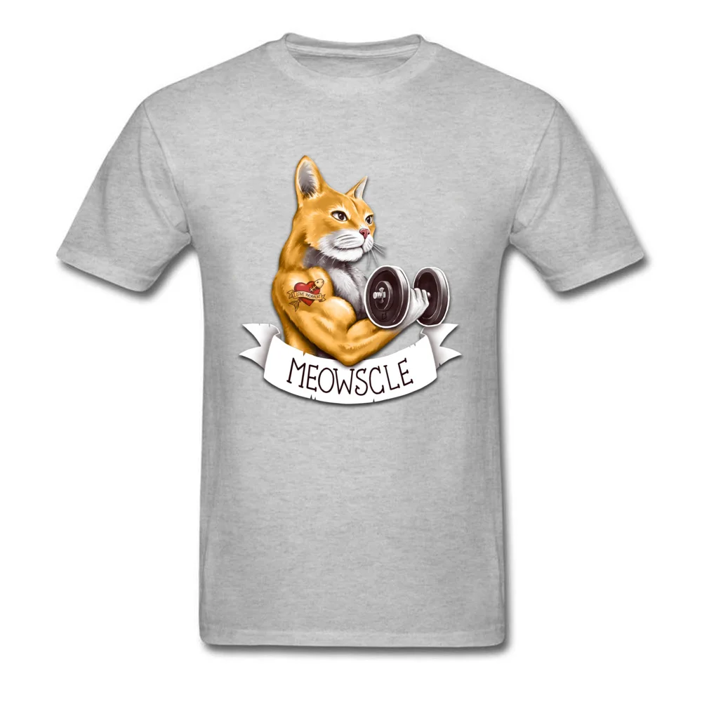 Meowscle Casual Labor Day All Cotton Round Collar Man Tops Shirts Casual Tops Tees Company Short Sleeve T Shirt Meowscle grey