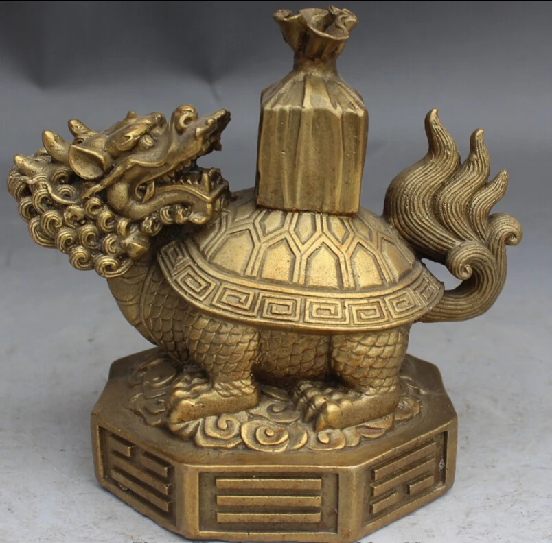 002589 15 CM Chinese FengShui Bronze Guardion Beast Dragon Tortoise Animal Statue 
002589 15 CM Chinese FengShui Bronze Guardion Beast Dragon Tortoise Animal Statue