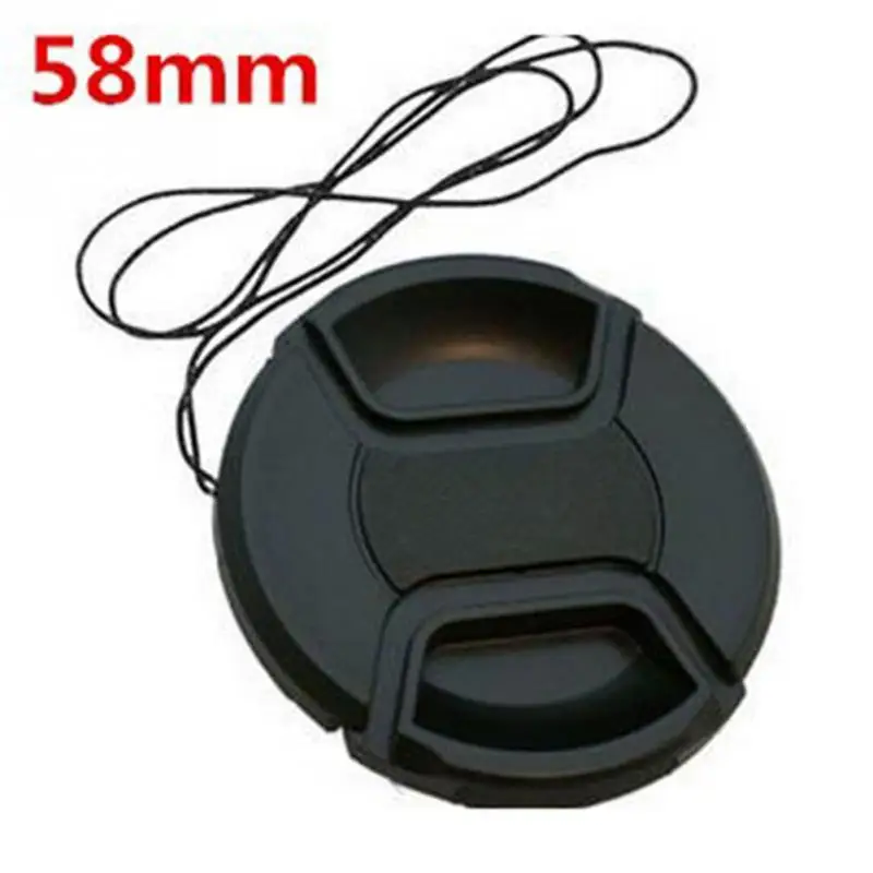 

58mm Universal Digital Camera 58MM SLR Lens Cover Lens Cap Pinch Snap-on Front Lens Cover With Rope For Nikon For Canon Black
