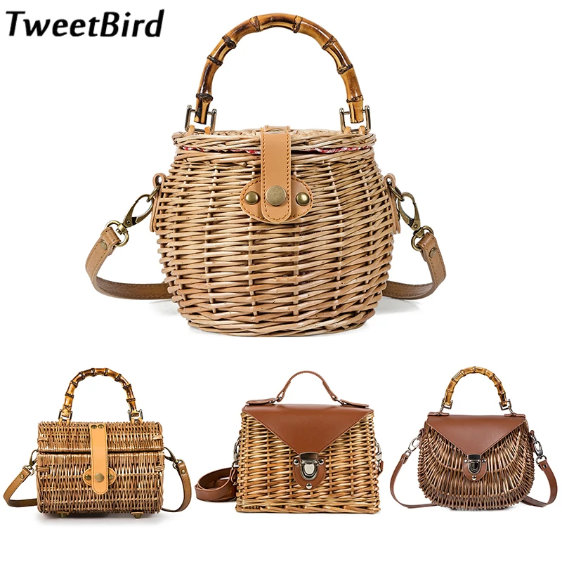 Tweet Bird Rattan Bag Handmade Woven PU Leather Shoulder Bag Summer Wooden Handle Clutch Handbag For Women Bolsa Feminina
Tweet Bird Rattan Bag Handmade Woven PU Leather Shoulder Bag Summer Wooden Handle Clutch Handbag For Women Bolsa Feminina