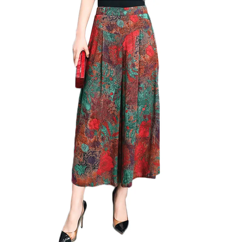 Women Wide Leg Pants 2019 New Summer Nine Pants Fashion Large Size Skirt Pants Elastic High Waist Cotton Silk Print Pants Female
Women Wide Leg Pants 2019 New Summer Nine Pants Fashion Large Size Skirt Pants Elastic High Waist Cotton Silk Print Pants Female