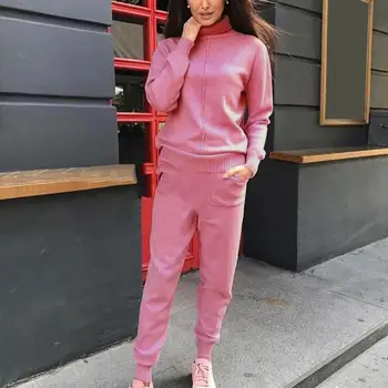 Wholesale Casual Women Solid Color Knitted High Collar Sweater Pants Outfit Two-piece Set
Wholesale Casual Women Solid Color Knitted High Collar Sweater Pants Outfit Two-piece Set