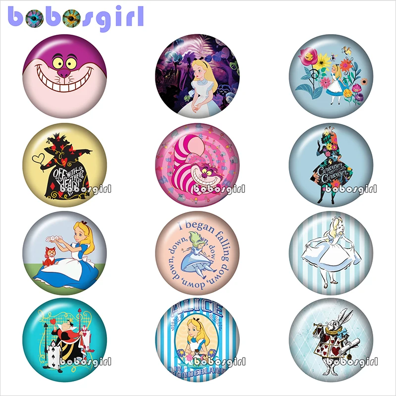 

girl cat rabbit glass snap button jewelry DIY Round photo cabochons flat back TW1236