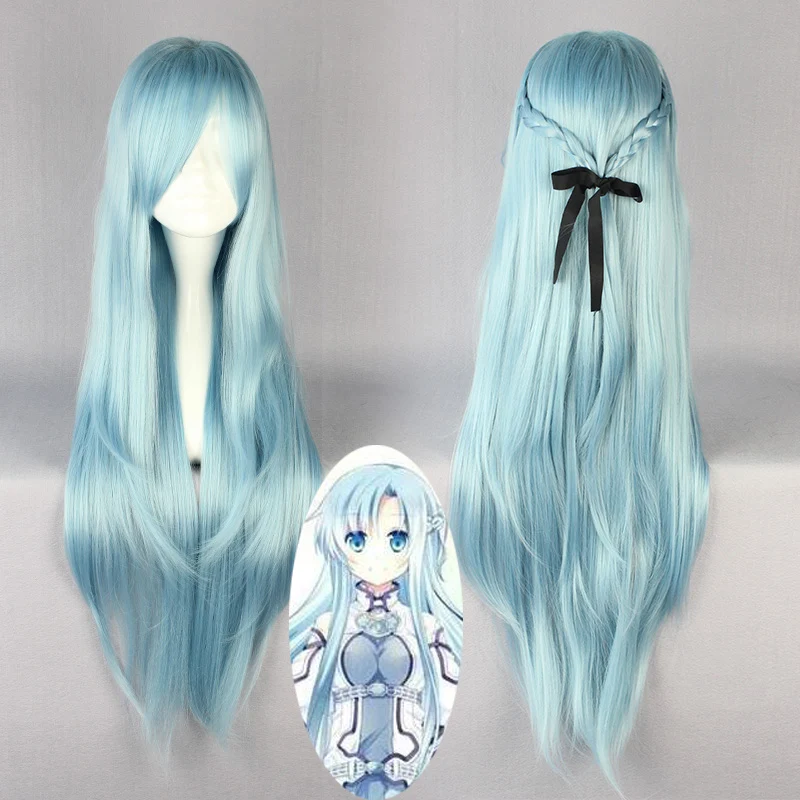 Sword Art Online 2 Sao Asuna Yuki Yuuki Long Water Blue Heat Resistant Hair Cosplay Costume Wigs + Black Ribbon
Sword Art Online 2 Sao Asuna Yuki Yuuki Long Water Blue Heat Resistant Hair Cosplay Costume Wigs + Black Ribbon