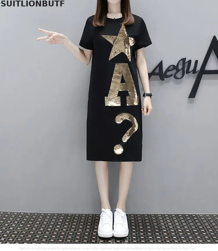 4XL Plus Size Women Cotton Summer Dress Cartoon Sequins Appliques Cute Letter Print Dress Straight Dresses Casual Women dresses
4XL Plus Size Women Cotton Summer Dress Cartoon Sequins Appliques Cute Letter Print Dress Straight Dresses Casual Women dresses