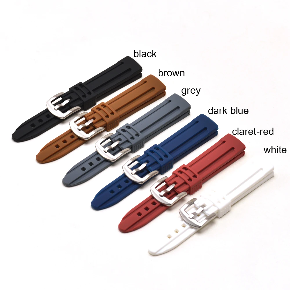 18 20 22 24mm Exchange Top Silicone Rubber Watchband Wholesale Replacement Waterproof Strap Loop With Silver Pin Buckle
18 20 22 24mm Exchange Top Silicone Rubber Watchband Wholesale Replacement Waterproof Strap Loop With Silver Pin Buckle
