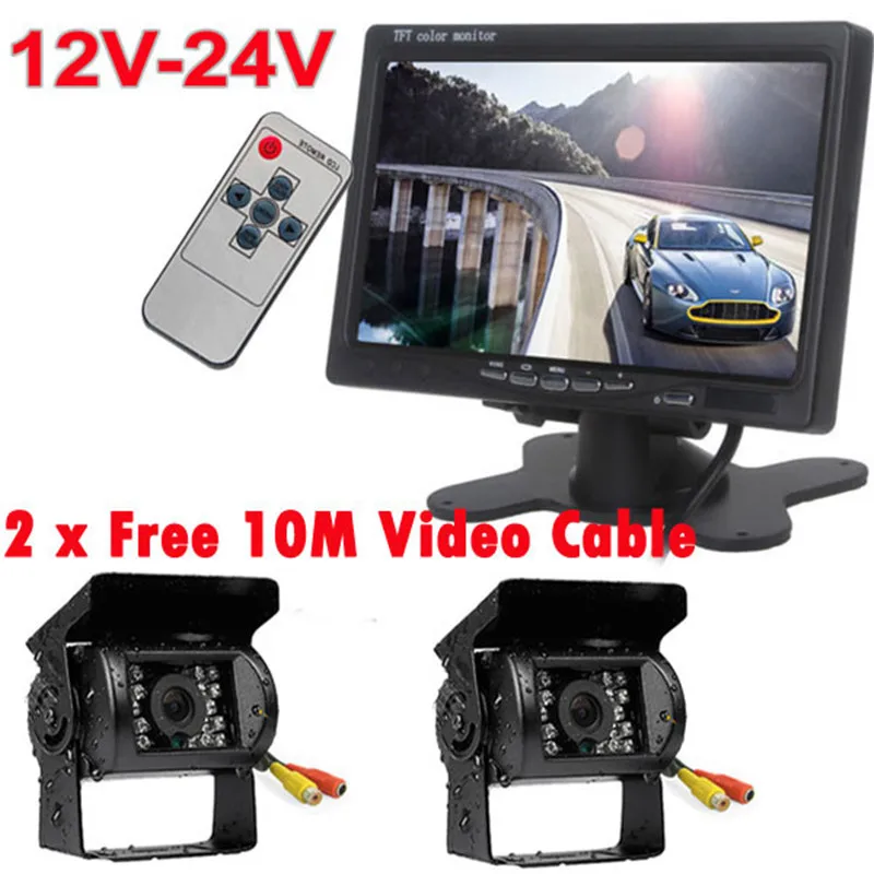 12V-24V 7 Inch LCD Monitor Car Rear View System + 2x IR Reversing Camera kit for Bus Truck
12V-24V 7 Inch LCD Monitor Car Rear View System + 2x IR Reversing Camera kit for Bus Truck