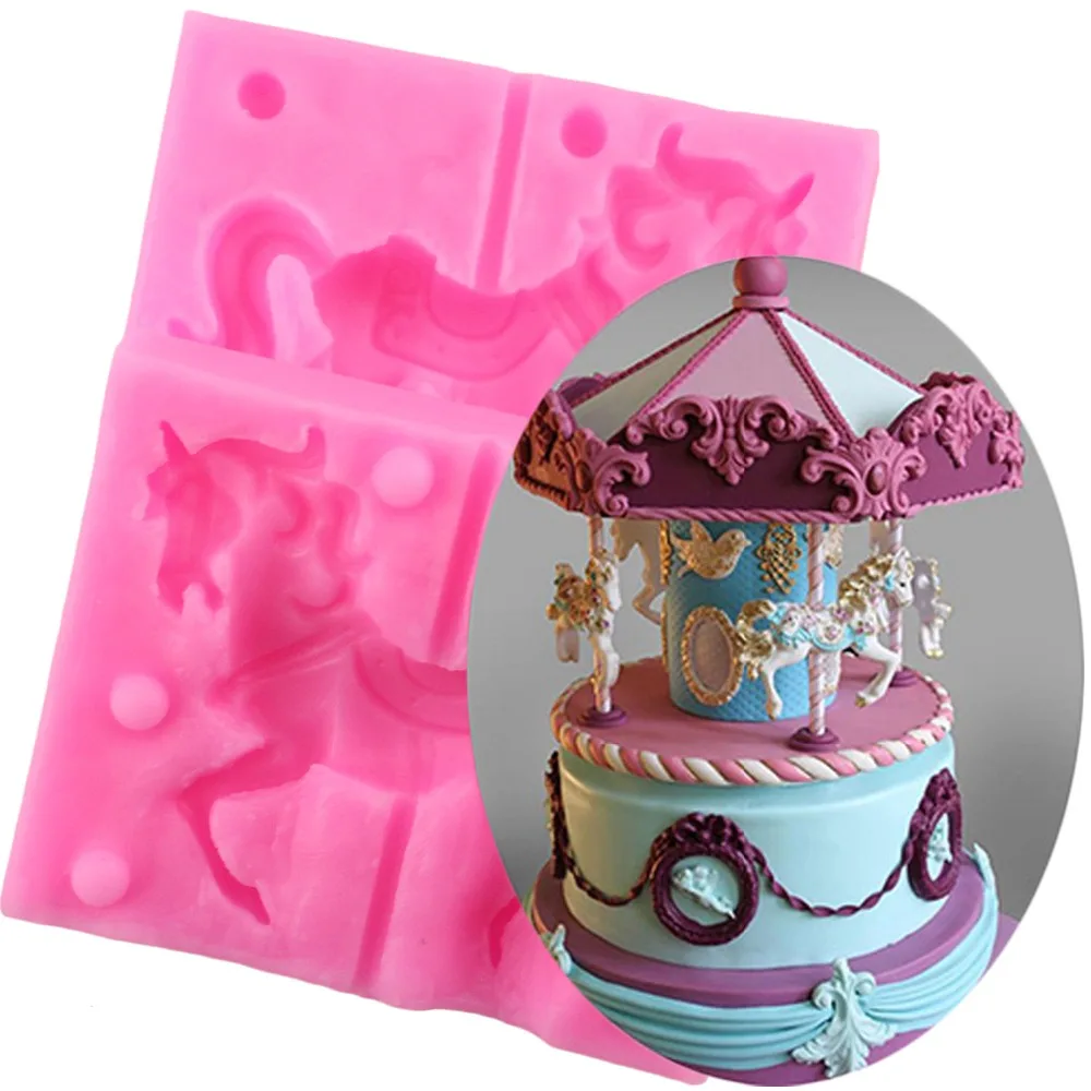 Carousel Horse Shape Silicone Cake Mold Bakeware 3D Silicone Mould For Chocolate Resin Clay Fondant Cake Tools Decorating
Carousel Horse Shape Silicone Cake Mold Bakeware 3D Silicone Mould For Chocolate Resin Clay Fondant Cake Tools Decorating
