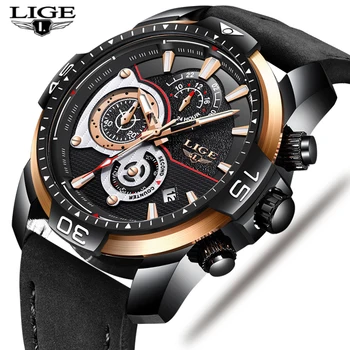 LIGE Men's Watch Business Deluxe Quartz Watch Timer Automatic Synchronization Date Engraving Craft Dial Military Watch 2018
LIGE Men's Watch Business Deluxe Quartz Watch Timer Automatic Synchronization Date Engraving Craft Dial Military Watch 2018