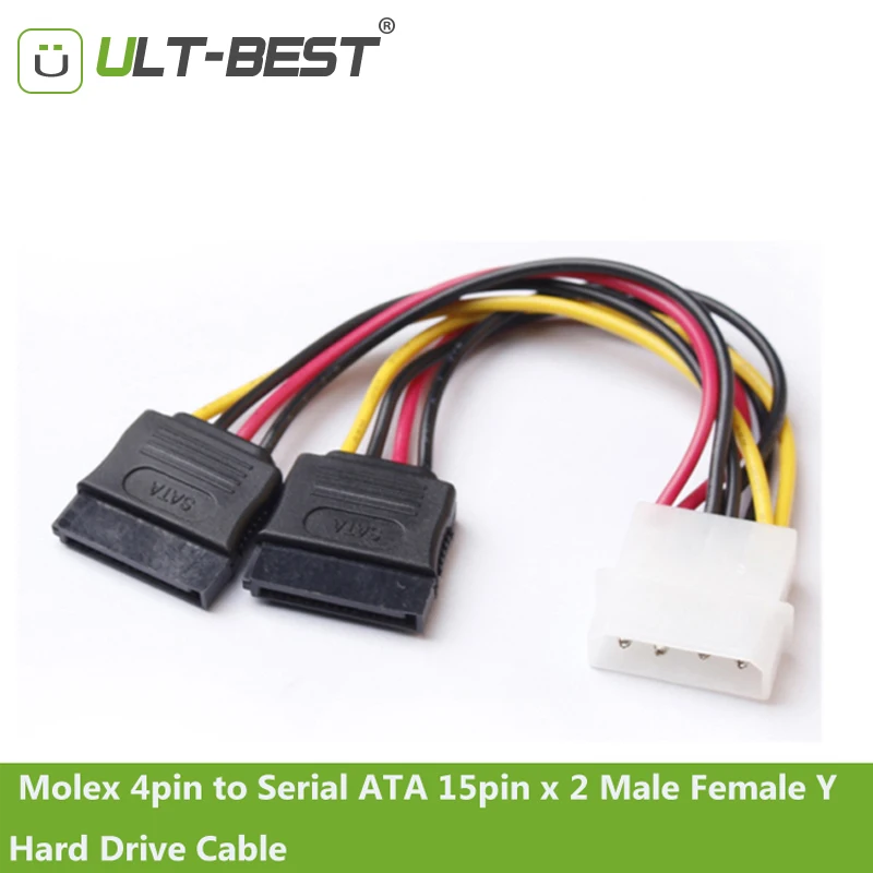 ULT-BEST SATA IDE Molex Power Splitter Cable Molex 4pin to Serial ATA 15pin x 2 Male Female Y Hard Drive Disk Cables 15CM
ULT-BEST SATA IDE Molex Power Splitter Cable Molex 4pin to Serial ATA 15pin x 2 Male Female Y Hard Drive Disk Cables 15CM
