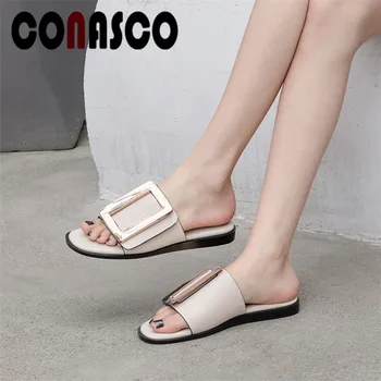 CONASCO Summer New Women Casual Flat Sandals Leather Solid Color Metal Flats Leisure Slippers Shoes Woman Slip On Basic Sandals
CONASCO Summer New Women Casual Flat Sandals Leather Solid Color Metal Flats Leisure Slippers Shoes Woman Slip On Basic Sandals