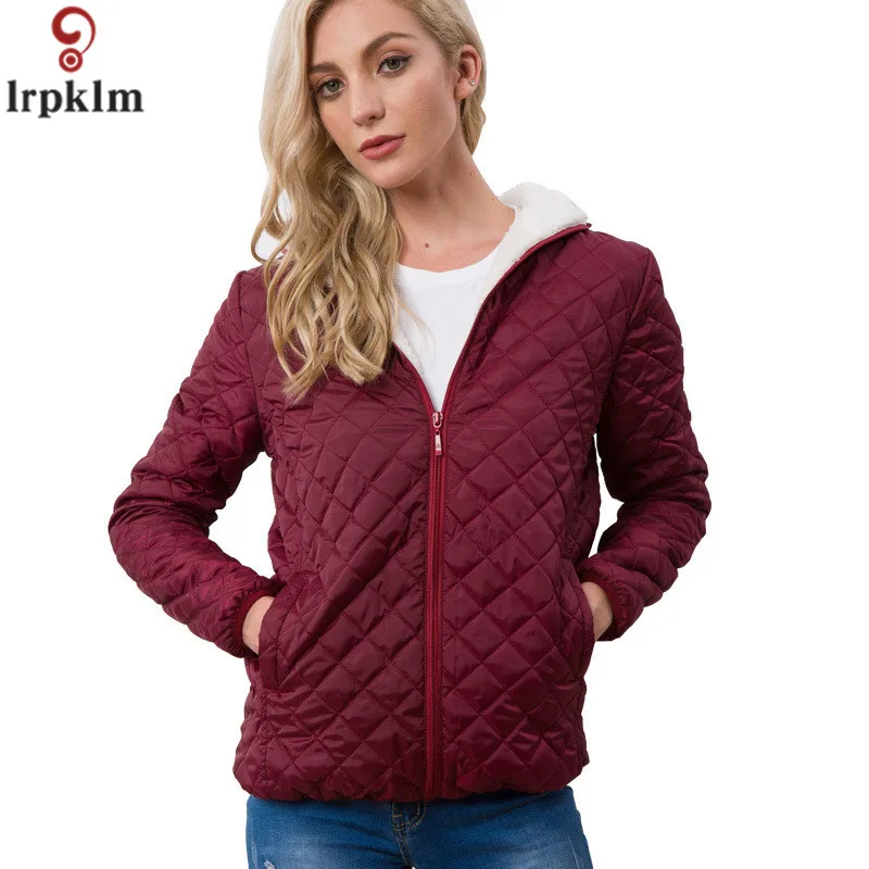 Cotton Clothing Women's Jacket Short Paragraph Casual Large Size Thin Thin Plus Velvet Thickening Lamb Hair Hooded Cotton Coat AS062 (5)