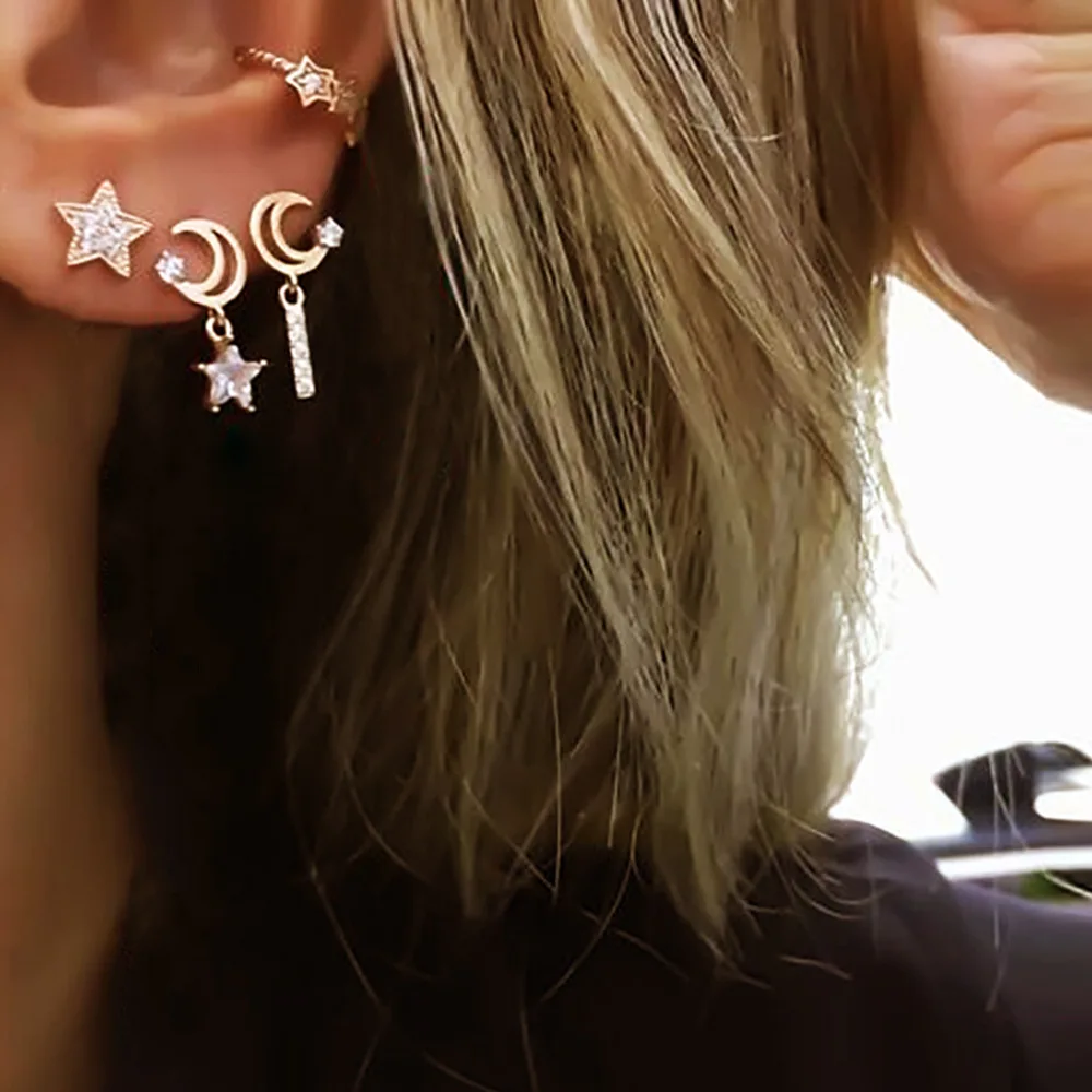 Bohemia Star Moon Stud Earrring Gold-color 2018 New Fashion Jewelry for Women Cuff Ear Jewelry 4pcs/set Cordao Pending
Bohemia Star Moon Stud Earrring Gold-color 2018 New Fashion Jewelry for Women Cuff Ear Jewelry 4pcs/set Cordao Pending