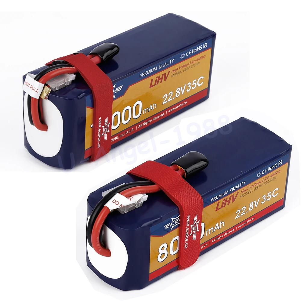 1pcs Acehe 22.8V 8000mAh 10000mah 35C 6S1P 182.4Wh 228Wh XT60 Plug High Voltage Lipo Battery
1pcs Acehe 22.8V 8000mAh 10000mah 35C 6S1P 182.4Wh 228Wh XT60 Plug High Voltage Lipo Battery