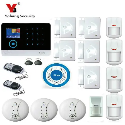 

YoBang Security Wireless GSM GPRS Home Security Alarm System Wireless IP Camera WIFI Alarm Support IOS Android App Smoke Alarm